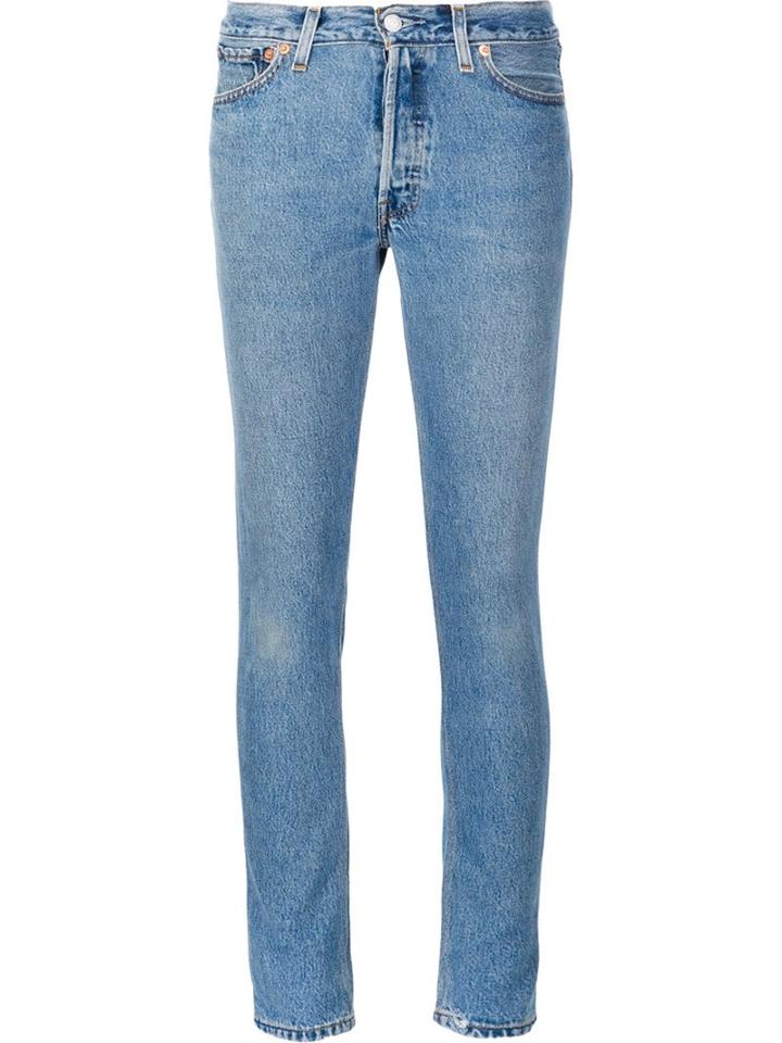 Re/done Washed Slim Jeans, Women's, Size: 28, Blue, Cotton