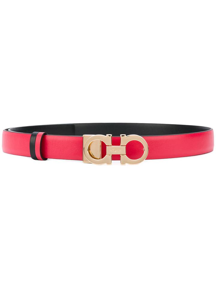 Salvatore Ferragamo - Large Double Gancio Belt - Women - Leather - 100, Red, Leather