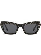 Versace Eyewear Studded Cat-eye Sunglasses - Black