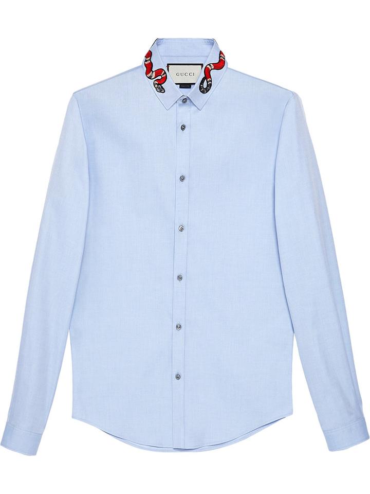 Gucci - Oxford Duke Shirt With Snake - Men - Cotton - 18, Blue, Cotton