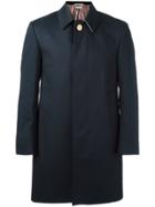 Thom Browne Bal Collar Overcoat In Mackintosh - Blue