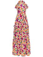 Borgo De Nor Silk Floral High Neck Maxi Dress - Multicolour