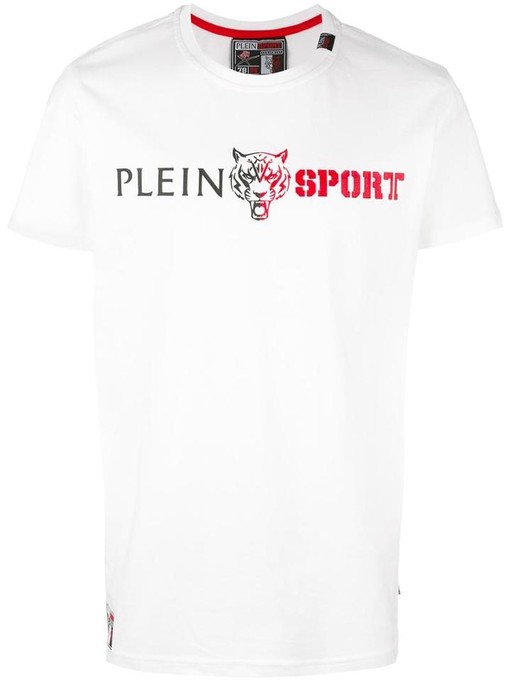Plein Sport Tiger Print T-shirt, Men's, Size: Large, White
