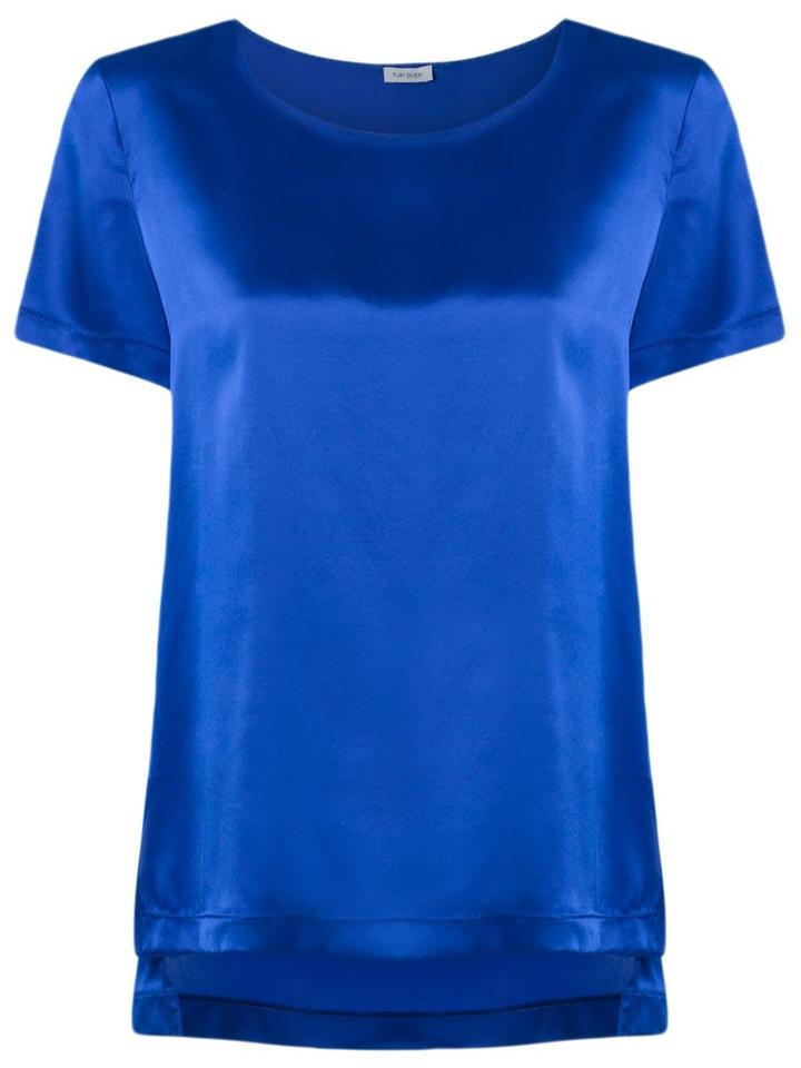 Tufi Duek Round Neck Blouse, Women's, Size: 40, Blue, Silk