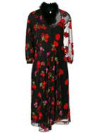 Simone Rocha Floral Embroidered Midi Dress - Black