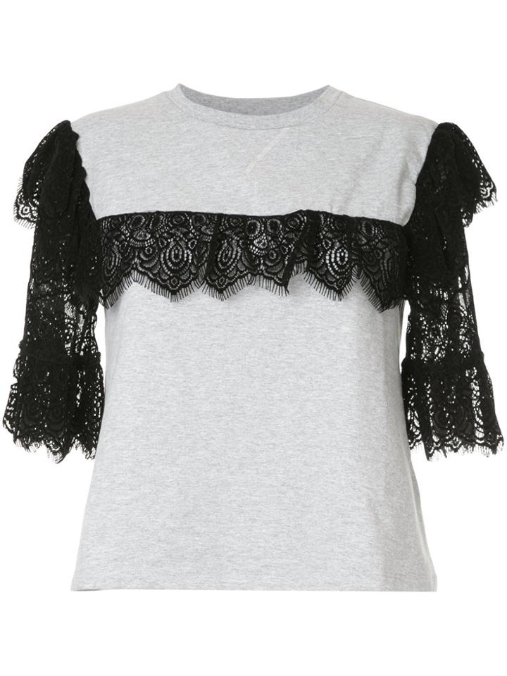 Giamba Lace Detail T-shirt - Grey