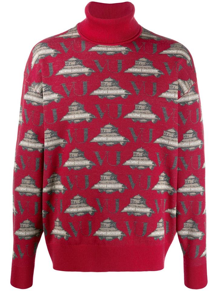 Undercover Turtle-neck Embroidered Sweater