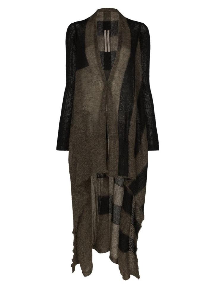 Rick Owens Striped Knit Long Cardigan - Brown