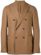 Lardini Double-breasted Blazer, Men's, Size: 52, Brown, Polyester/camel Hair