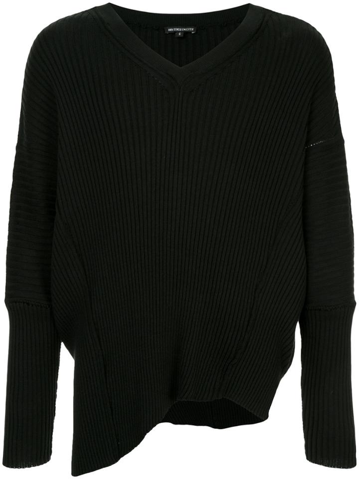 Ann Demeulemeester Asymmetric V-neck Jumper - Black