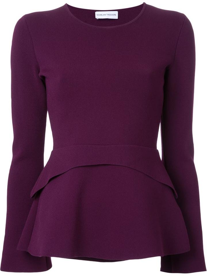 Scanlan Theodore Crepe Knit Tailored Top, Women's, Size: M, Pink/purple, Viscose