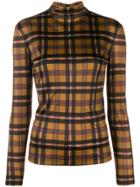 Rokh Checked Turtleneck Top - Brown