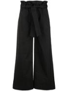 Frame Denim Waist-tied Cropped Trousers - Black
