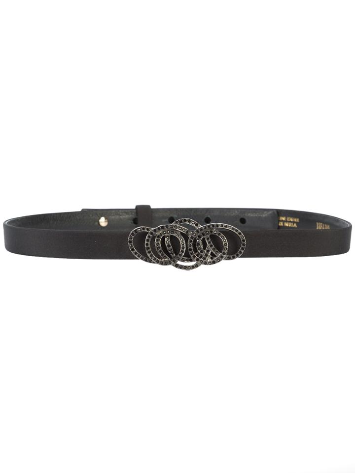 Oscar De La Renta Crystal Swirl Belt - Black