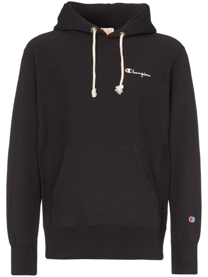 Champion Logo Embroidered Hoodie - Black