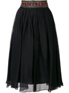 Romeo Gigli Pre-owned Embroidered Midi Skirt - Black