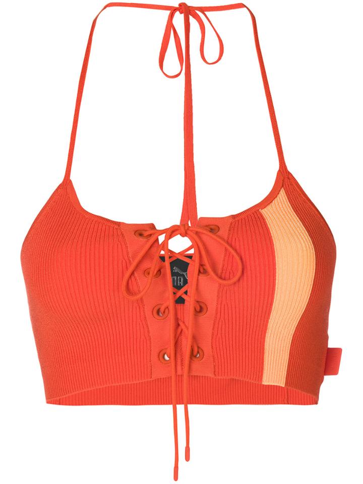 Fenty X Puma Racing Halter Crop Top - Yellow & Orange