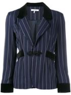 Ganni Pinstripe Blazer, Women's, Size: 38, Blue, Polyester/rayon/spandex/elastane/polyester