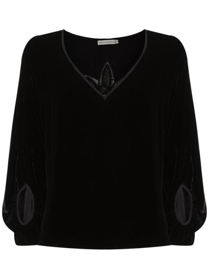 Martha Medeiros Lace Velvet Top - Black