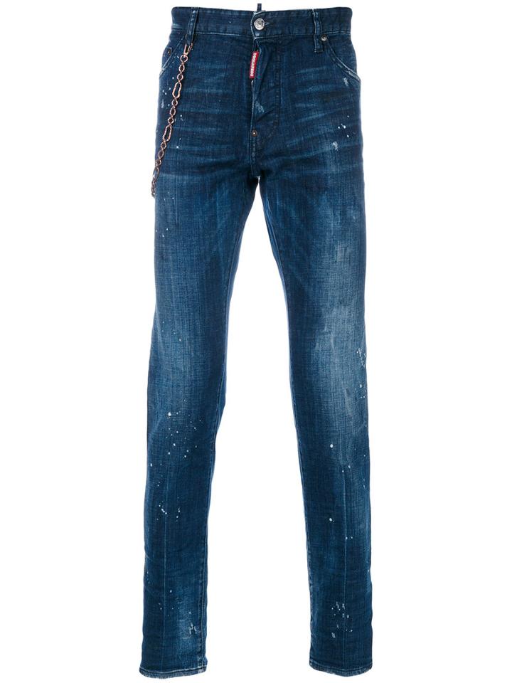 Dsquared2 - Chain Strap Cool Guy Jeans - Men - Cotton/calf Leather/polyester/spandex/elastane - 50, Blue, Cotton/calf Leather/polyester/spandex/elastane