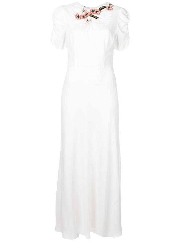 Miu Miu Embellished Neck Maxi Dress - White