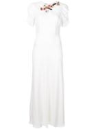 Miu Miu Embellished Neck Maxi Dress - White