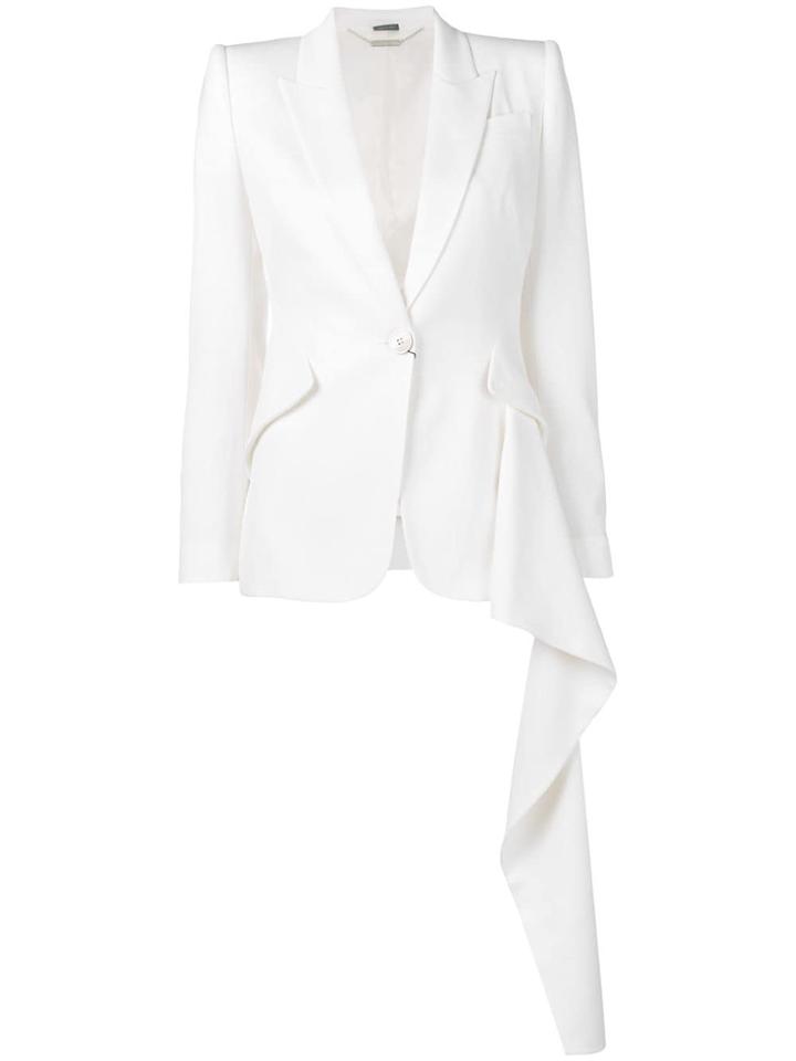 Alexander Mcqueen Ruffle Detail Blazer - White