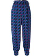 Marni Rhythm Print Tapered Trousers, Women's, Size: 40, Blue, Viscose