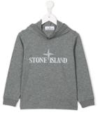 Stone Island Kids Logo Print Hoodie, Boy's, Size: 10 Yrs, Grey