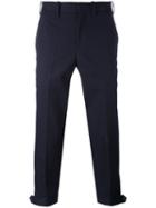 Neil Barrett - Cropped Button Cuff Trousers - Men - Cotton/spandex/elastane - 48, Blue, Cotton/spandex/elastane