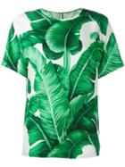 Dolce & Gabbana Banana Leaf Print Blouse, Women's, Size: 38, Green, Silk