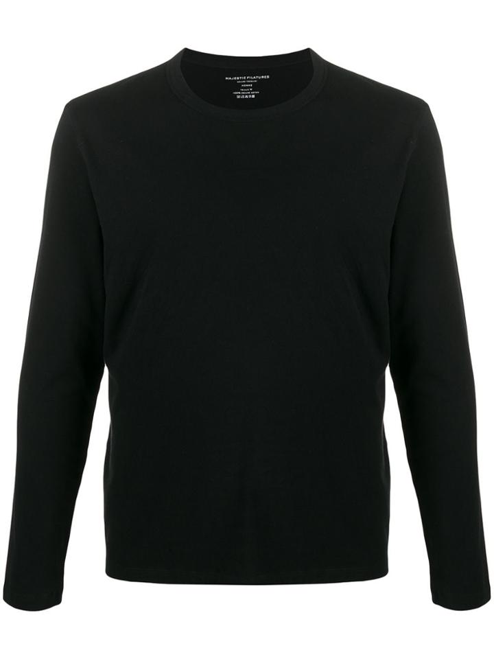 Majestic Filatures Long Sleeved Cotton T-shirt - Black