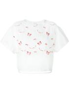 Giamba Embroidered Butterfly T-shirt, Women's, Size: 44, White, Cotton/spandex/elastane