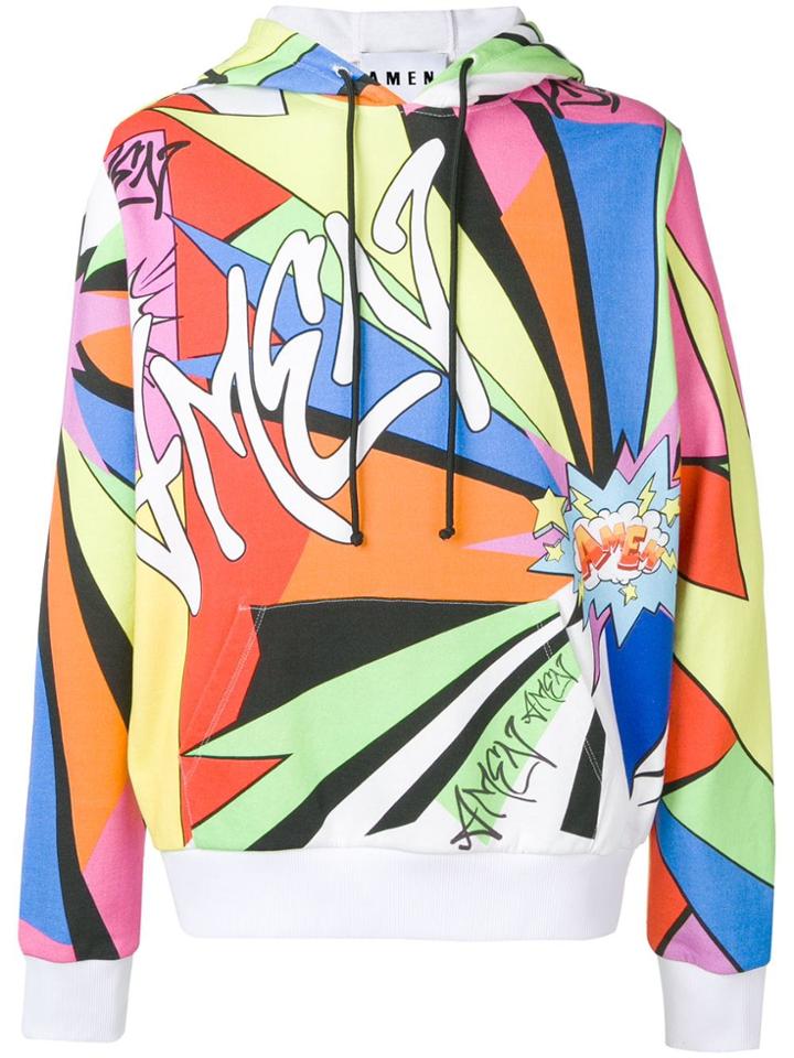 Amen Graffiti Print Hoodie - White