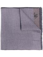 Canali Check Patterned Scarf - Blue