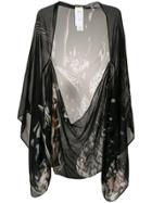 Roberto Cavalli Abstract Print Cape - Black