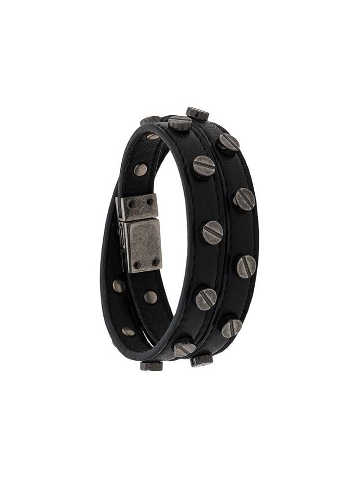 Saint Laurent Nail Stud Wrap Bracelet - Black