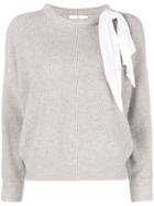 Allude Tie Scarf Detail Jumper - Nude & Neutrals