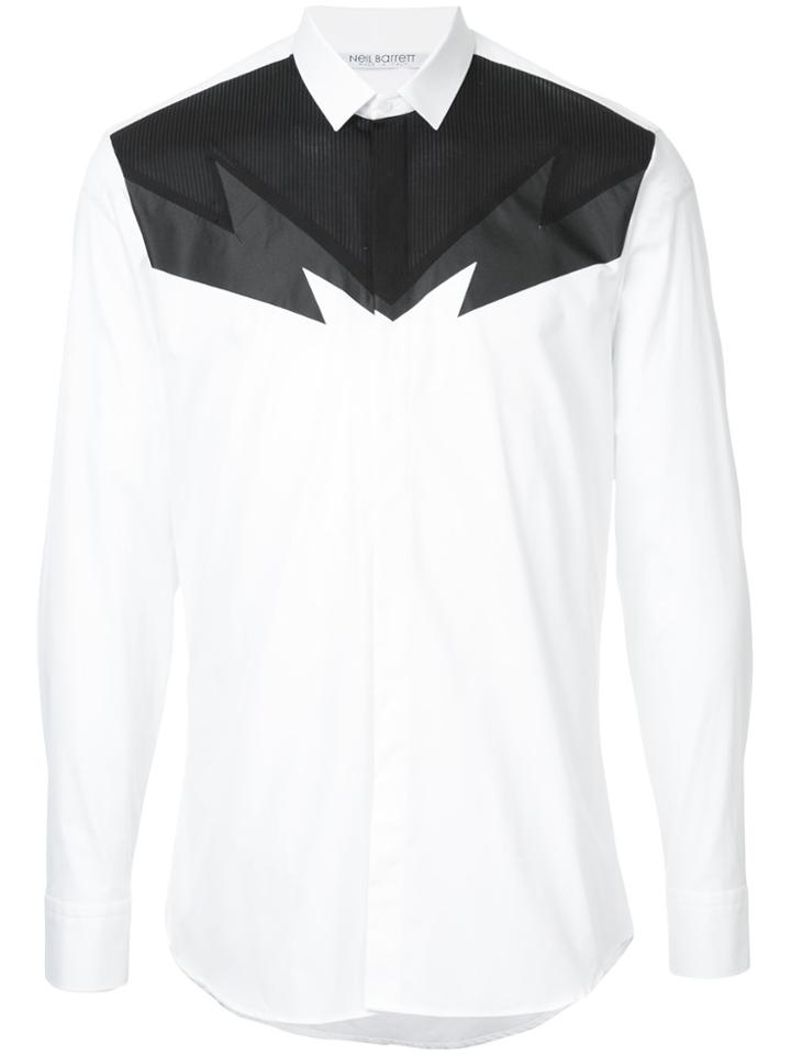 Neil Barrett Lightning Bolt Panelled Shirt - White