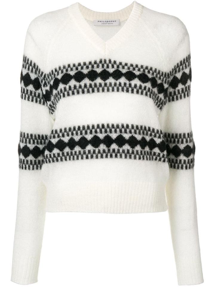 Philosophy Di Lorenzo Serafini Geometric Striped Jumper - White