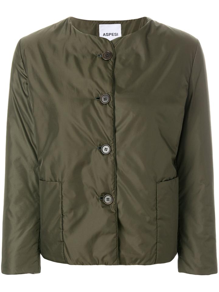 Aspesi Cropped Collarless Jacket - Green