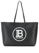 Balmain Medium Shopping Tote Bag - Eab Noir Blanc