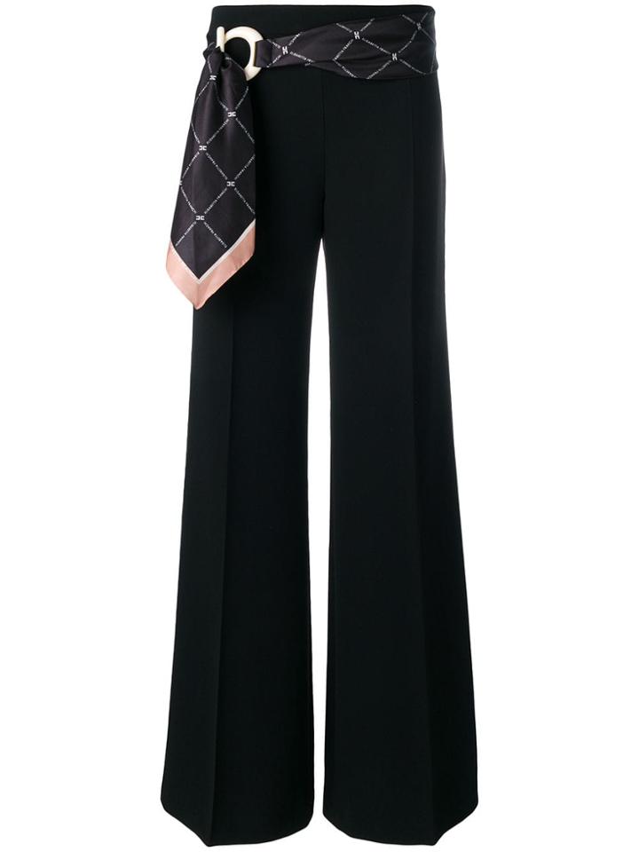 Elisabetta Franchi Belted Wide-leg Trousers - Black