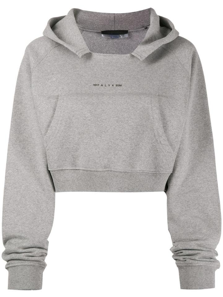 Alix Cropped Raglan Hoodie - Grey