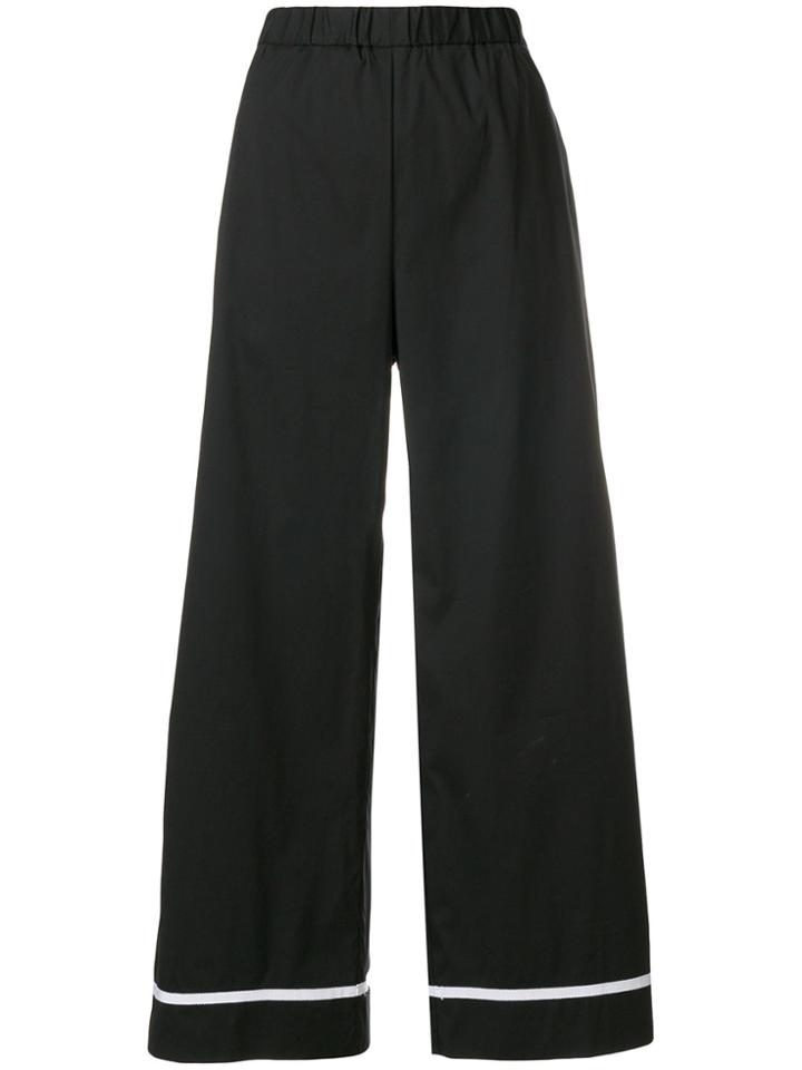 Smarteez Contrast Trim Flared Trousers - Black