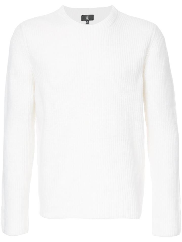 Kent & Curwen Ribbed Knit Jumper, Men's, Size: Large, White, Cashmere/wool