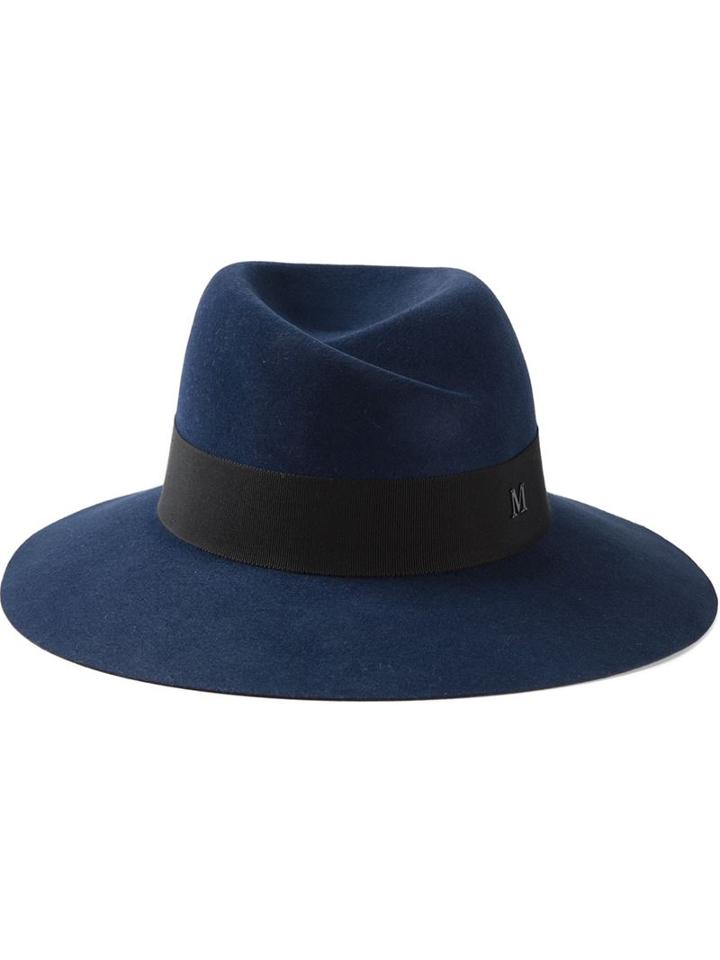 Maison Michel Fedora Hat, Women's, Size: Small, Blue, Wool