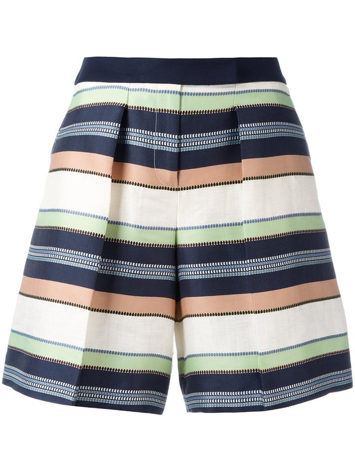 Jil Sander Navy Striped Shorts, Women's, Size: 34, Nude/neutrals, Polyester/linen/flax/silk/cupro
