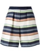 Jil Sander Navy Striped Shorts, Women's, Size: 34, Nude/neutrals, Polyester/linen/flax/silk/cupro