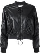 Off-white - Cropped Bomber Jacket - Women - Leather/viscose - S, Black, Leather/viscose